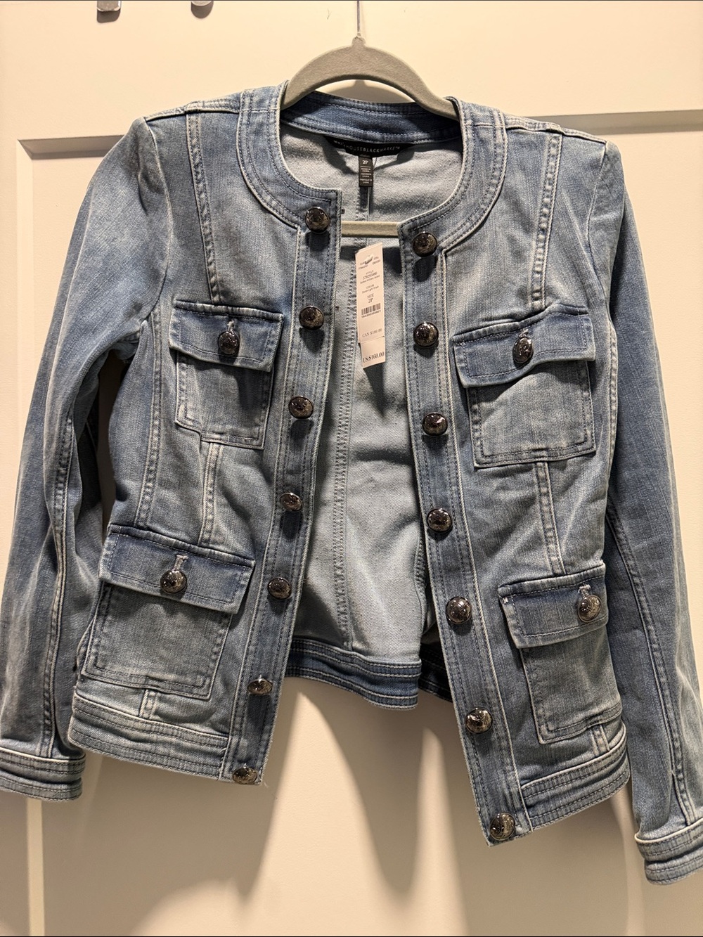 White House Black Market Light Blue Denim Military-Style Jacket
